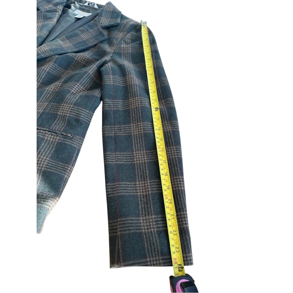 Vintage Talbots Wool Blend Plaid Blazer Academia Equestrian Jacket Medium Olive - Picture 6 of 14